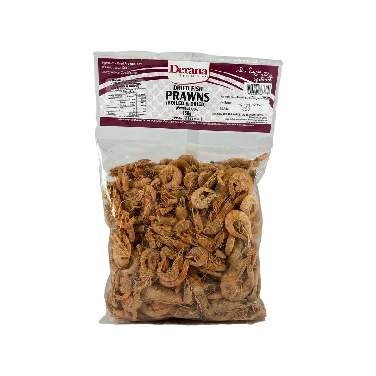 Derana Dried Fish Prawns (Boiled & Dried) 150g