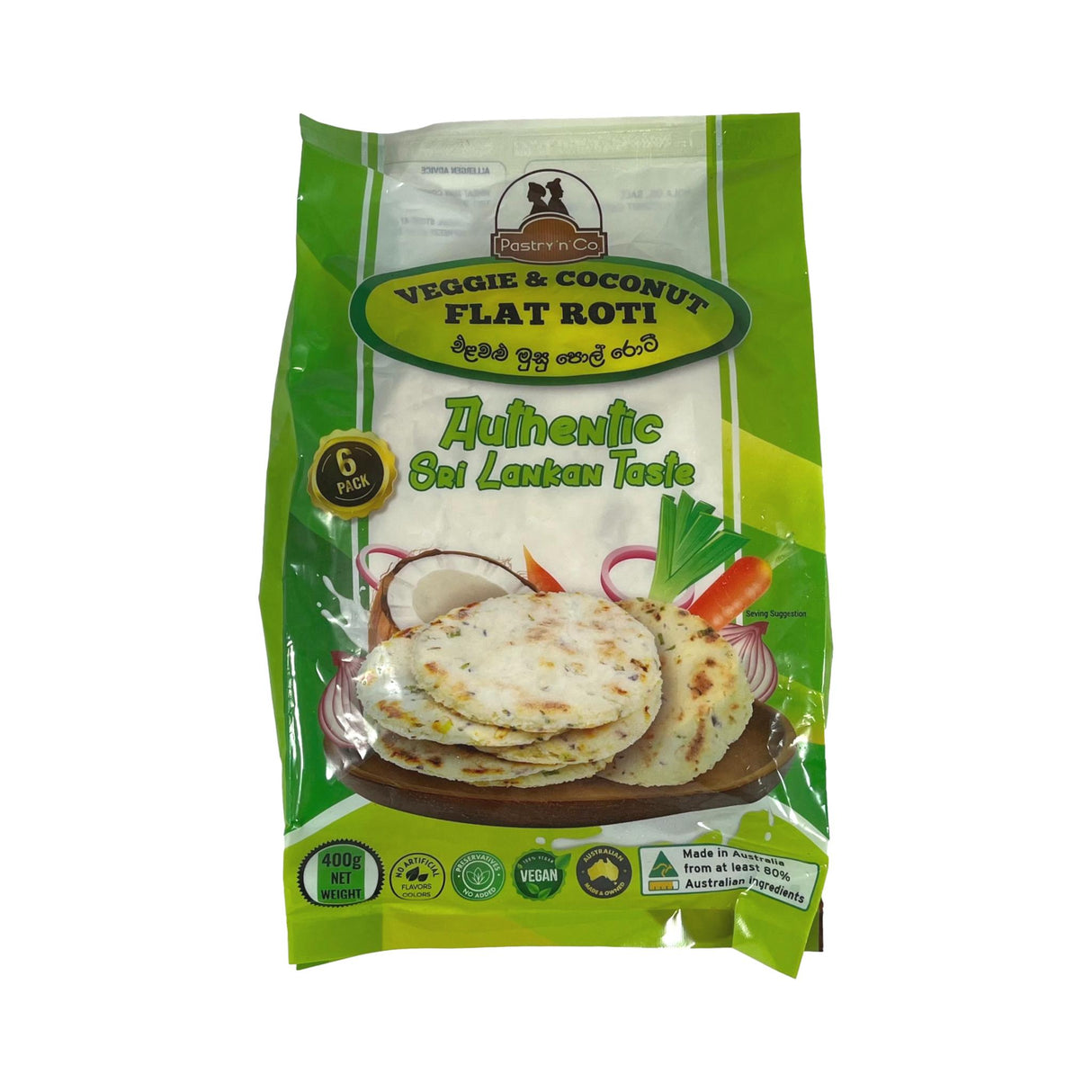 Pastry n Co Veggie & Coconut Flat Roti 6pk 400g