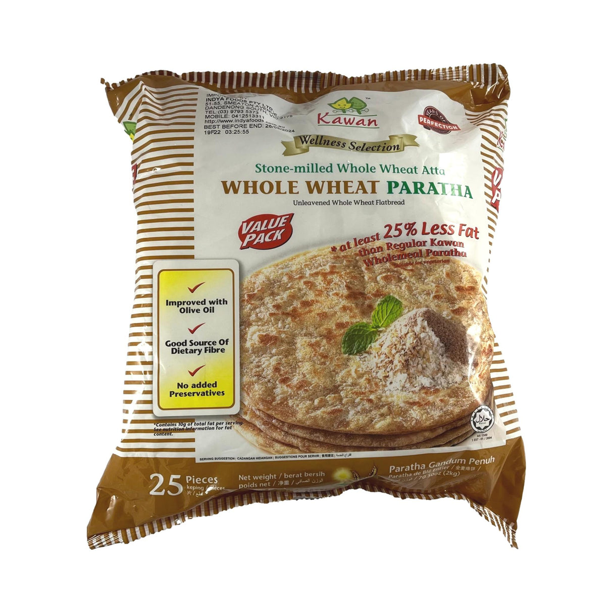 Kawan Whole Wheat Paratha 25pcs 2kg