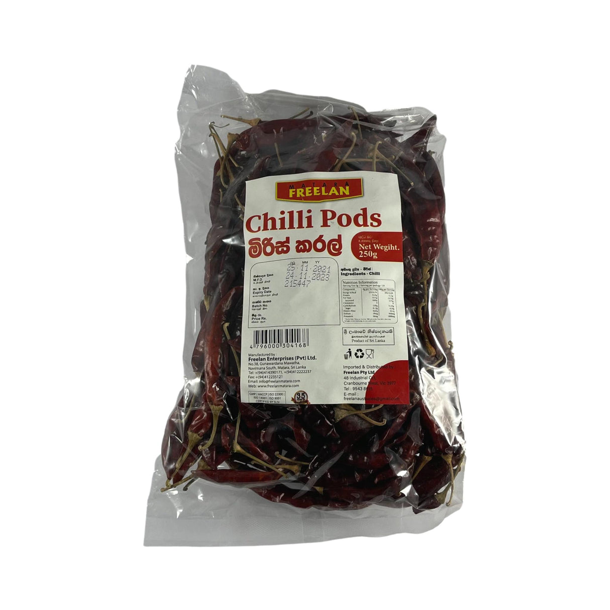 Freelan Chilli Pods 250g