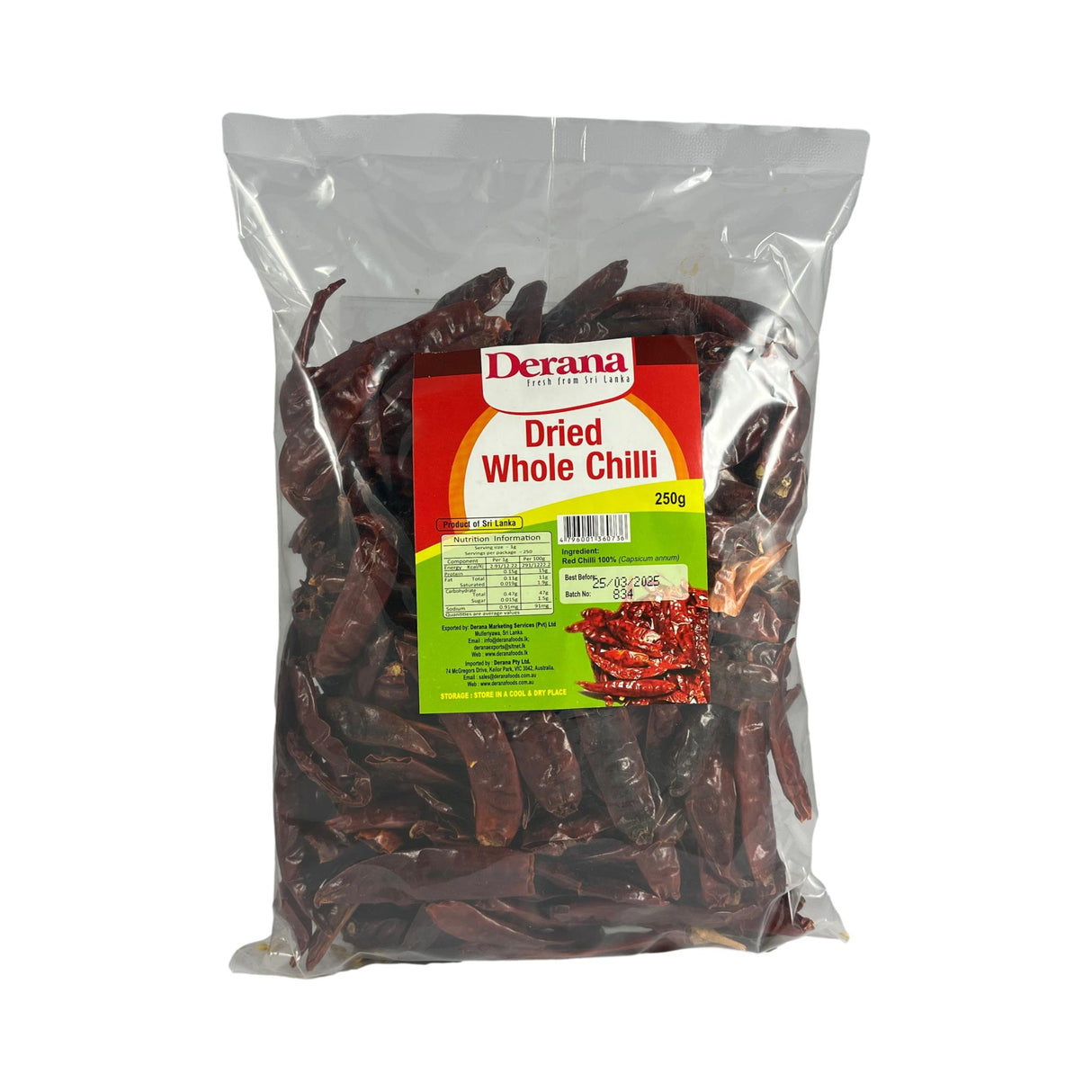 Derana Dried Whole Chilli 250g