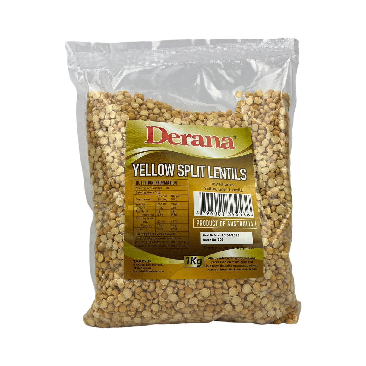 Derana Yellow Split Lentils 1kg