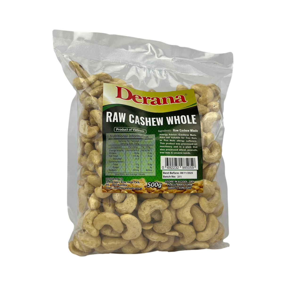 Derana Raw Cashew Whole 500g